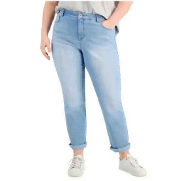 Style & Co Plus Mid Rise Straight Distressed Jeans - Picture 2 of 7